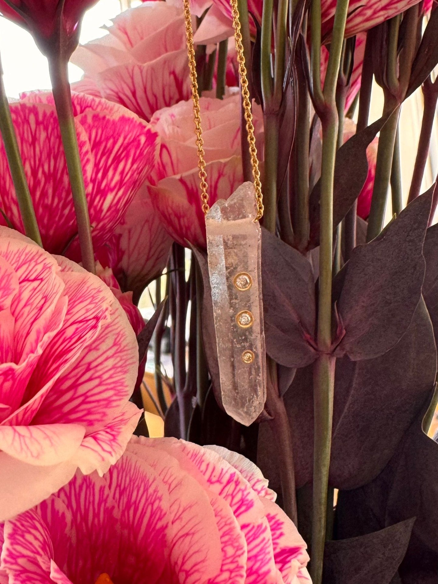 שרשרת קוורץ עם אבני ספיר